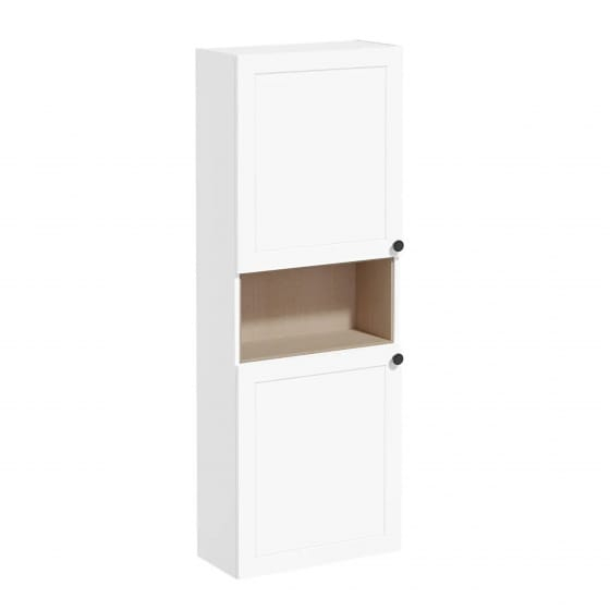 Image of VitrA: Root Classic Wall-hung Tall Cabinet Unit with Doors and Open Middle Shelf (550mm)