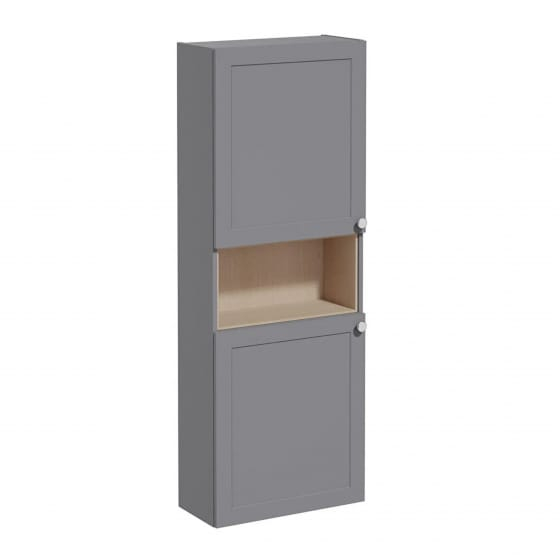 Image of VitrA: Root Classic Wall-hung Tall Cabinet Unit with Doors and Open Middle Shelf (550mm)