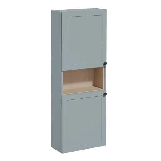 Image of VitrA: Root Classic Wall-hung Tall Cabinet Unit with Doors and Open Middle Shelf (550mm)