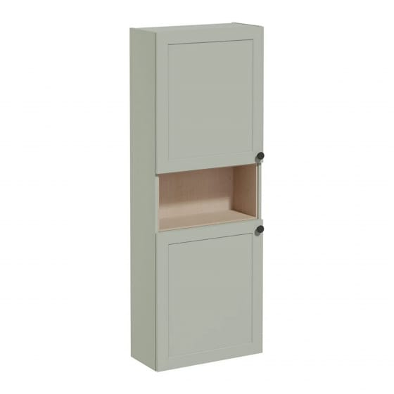 Image of VitrA: Root Classic Wall-hung Tall Cabinet Unit with Doors and Open Middle Shelf (550mm)