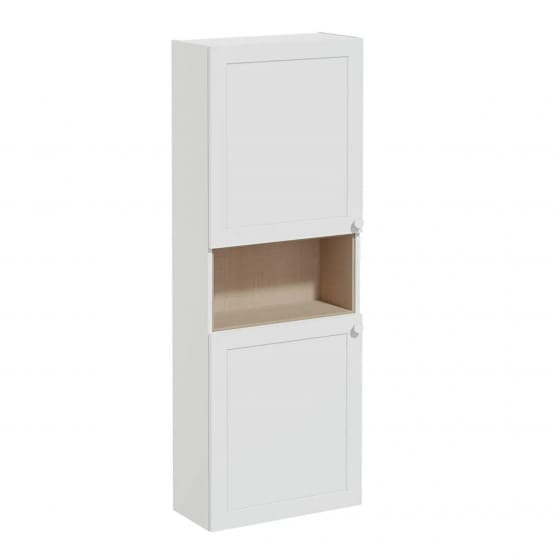 Image of VitrA: Root Classic Wall-hung Tall Cabinet Unit with Doors and Open Middle Shelf (550mm)
