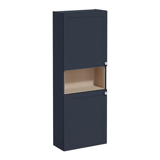 Image of VitrA: Root Classic Wall-hung Tall Cabinet Unit with Doors and Open Middle Shelf (550mm)