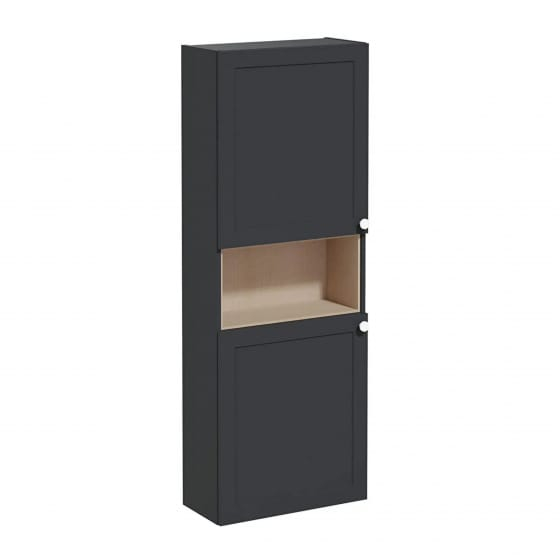 Image of VitrA: Root Classic Wall-hung Tall Cabinet Unit with Doors and Open Middle Shelf (550mm)