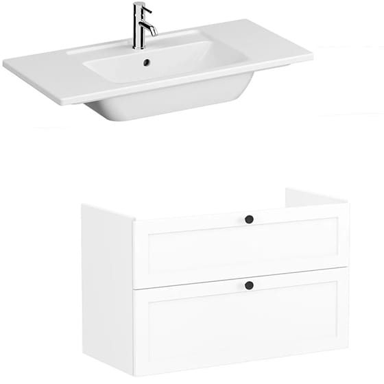 Image of VitrA: Root Classic Wall-hung Vanity Unit with Two Drawers and Basin (1000mm)