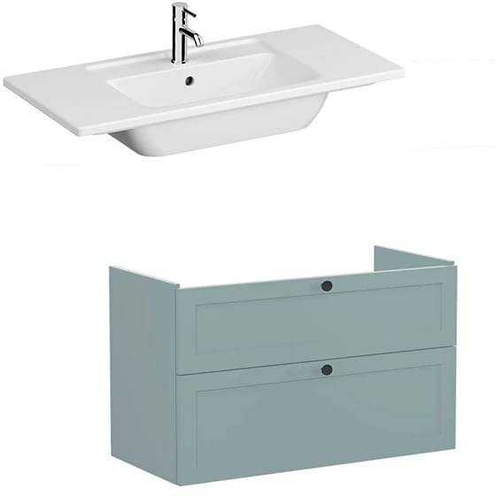 Image of VitrA: Root Classic Wall-hung Vanity Unit with Two Drawers and Basin (1000mm)