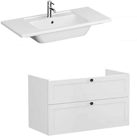 Image of VitrA: Root Classic Wall-hung Vanity Unit with Two Drawers and Basin (1000mm)