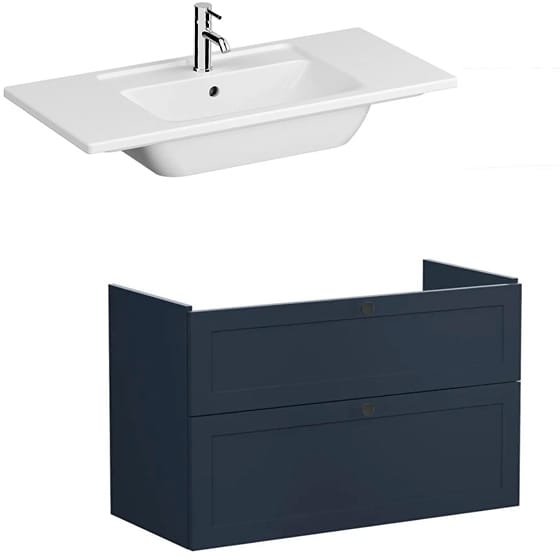 Image of VitrA: Root Classic Wall-hung Vanity Unit with Two Drawers and Basin (1000mm)