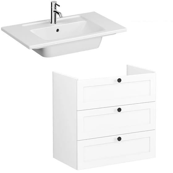 Image of VitrA: Root Classic Wall-hung Vanity Unit with Three Drawers and Basin (800mm)