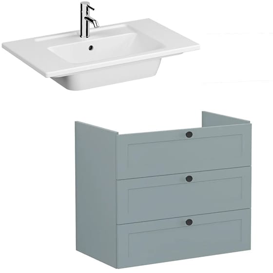 Image of VitrA: Root Classic Wall-hung Vanity Unit with Three Drawers and Basin (800mm)