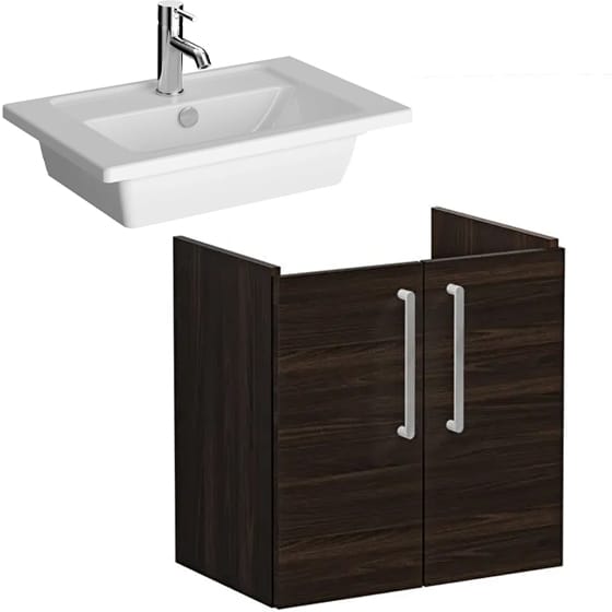 Image of VitrA: Root Flat Wall-hung Vanity Unit with Doors and Basin (600mm)