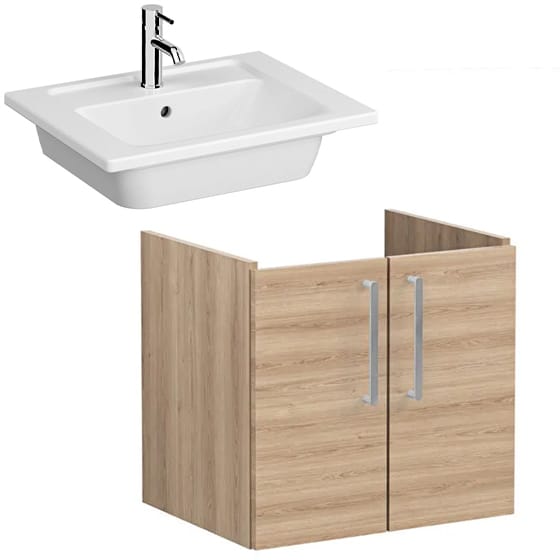 Image of VitrA: Root Flat Wall-hung Vanity Unit with Doors and Basin (60cm)