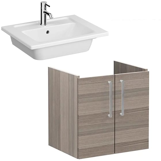 Image of VitrA: Root Flat Wall-hung Vanity Unit with Doors and Basin (60cm)