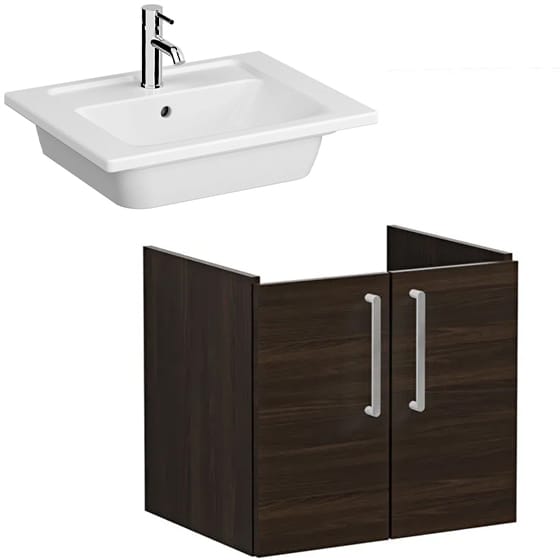 Image of VitrA: Root Flat Wall-hung Vanity Unit with Doors and Basin (60cm)