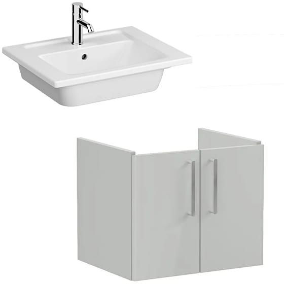 Image of VitrA: Root Flat Wall-hung Vanity Unit with Doors and Washbasin (60cm)