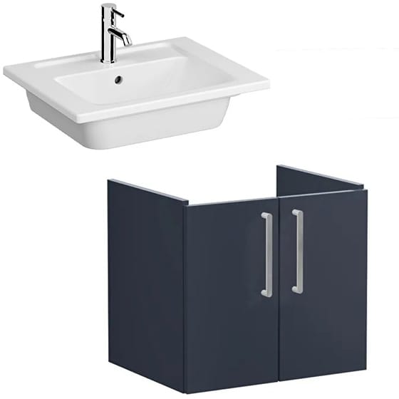 Image of VitrA: Root Flat Wall-hung Vanity Unit with Doors and Washbasin (60cm)