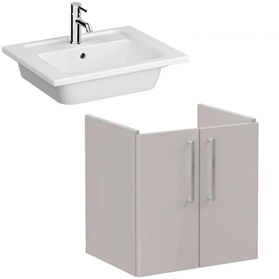 Image of VitrA: Root Flat Wall-hung Vanity Unit with Doors and Washbasin (60cm)