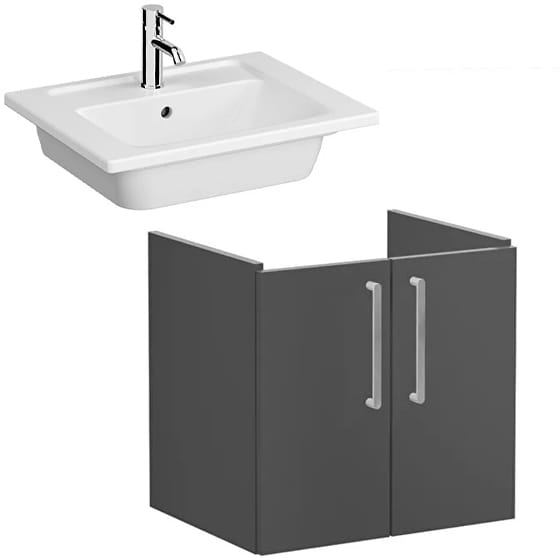Image of VitrA: Root Flat Wall-hung Vanity Unit with Doors and Washbasin (60cm)