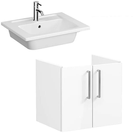 Image of VitrA: Root Flat Wall-hung Vanity Unit with Doors and Washbasin (60cm)