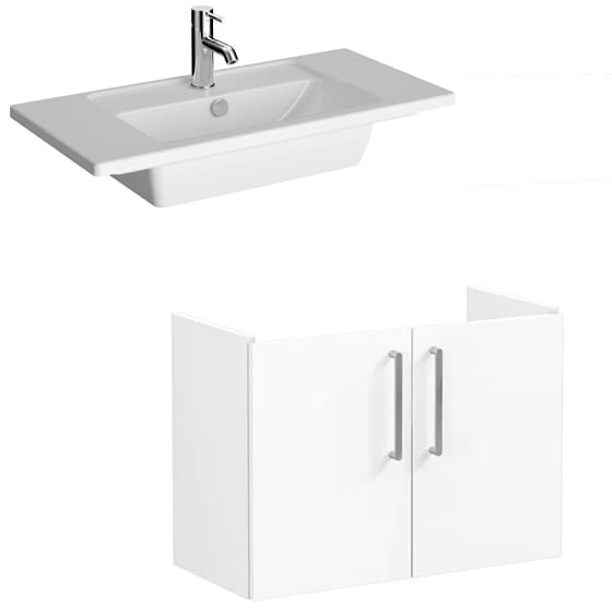 Image of VitrA: Root Flat Wall-hung Vanity Unit with Doors and Basin (80cm)