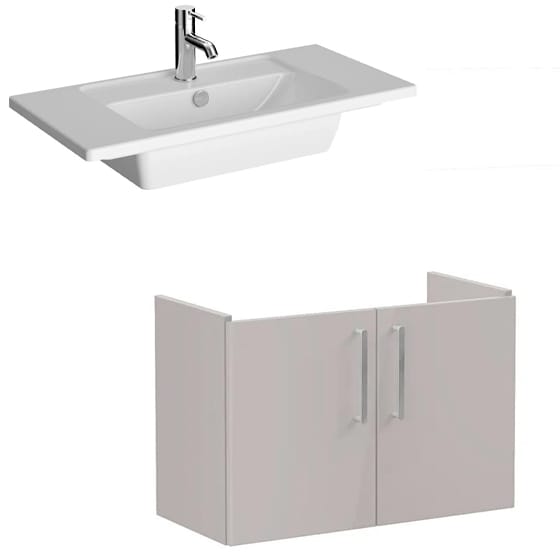 Image of VitrA: Root Flat Wall-hung Vanity Unit with Doors and Basin (80cm)