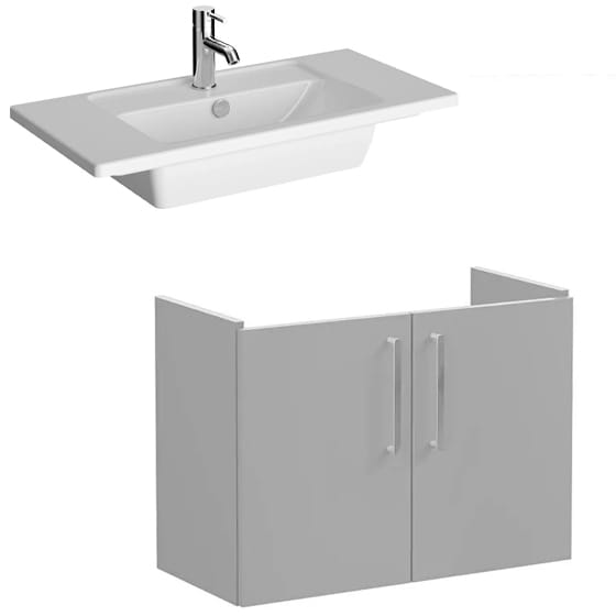 Image of VitrA: Root Flat Wall-hung Vanity Unit with Doors and Basin (80cm)