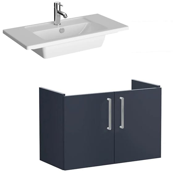 Image of VitrA: Root Flat Wall-hung Vanity Unit with Doors and Basin (80cm)