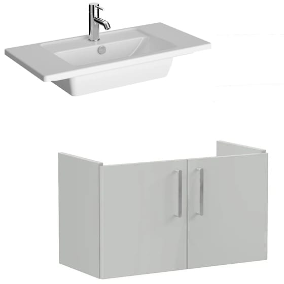 Image of VitrA: Root Flat Wall-hung Vanity Unit with Doors and Basin (80cm)