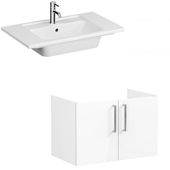 Image of VitrA: Root Flat Wall-hung Compact Vanity Unit with Doors and Basin (800mm)