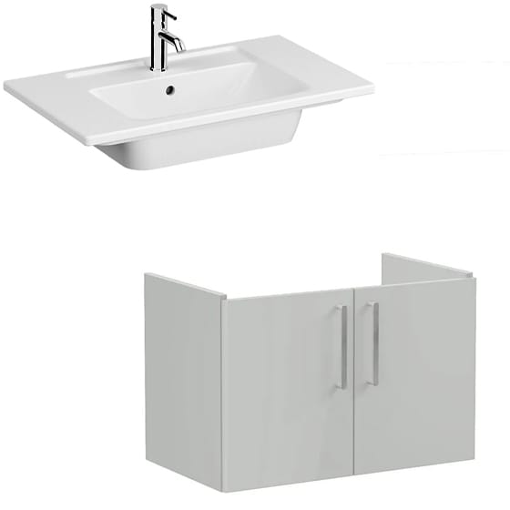 Image of VitrA: Root Flat Wall-hung Compact Vanity Unit with Doors and Basin (800mm)