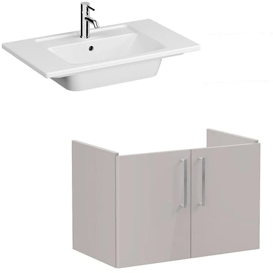 Image of VitrA: Root Flat Wall-hung Compact Vanity Unit with Doors and Basin (800mm)