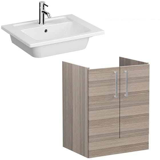 Image of VitrA: Root Flat Floor Standing Vanity Unit with Doors & Basin (600mm)