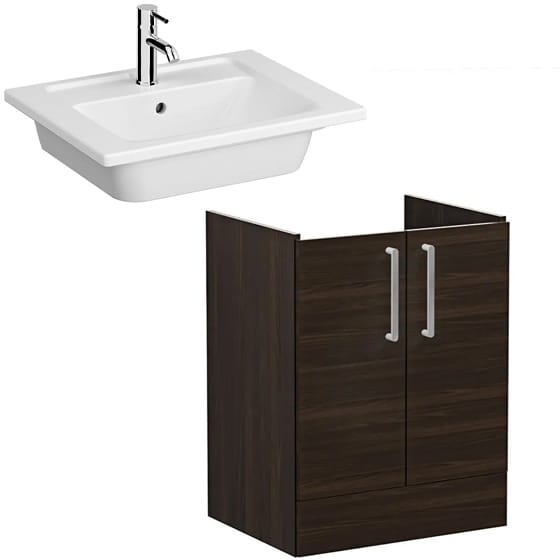 Image of VitrA: Root Flat Floor Standing Vanity Unit with Doors & Basin (600mm)