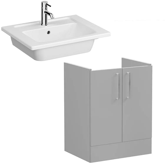 Image of VitrA: Root Flat Floor Standing Vanity Unit with Doors & Basin (600mm)