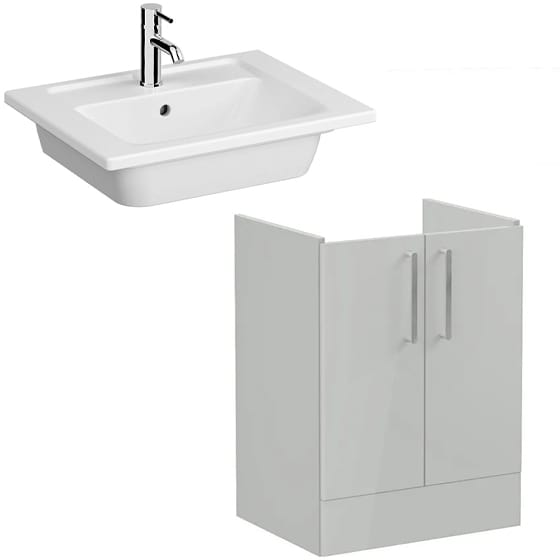 Image of VitrA: Root Flat Floor Standing Vanity Unit with Doors & Basin (600mm)