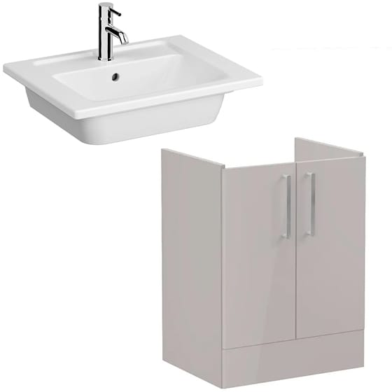 Image of VitrA: Root Flat Floor Standing Vanity Unit with Doors & Basin (600mm)