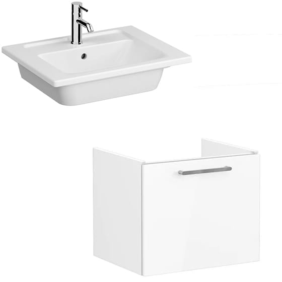 Image of VitrA: Root Flat Wall-hung Vanity Unit with One Drawer and Basin (600mm)