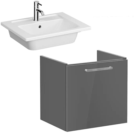 Image of VitrA: Root Flat Wall-hung Vanity Unit with One Drawer and Basin (600mm)