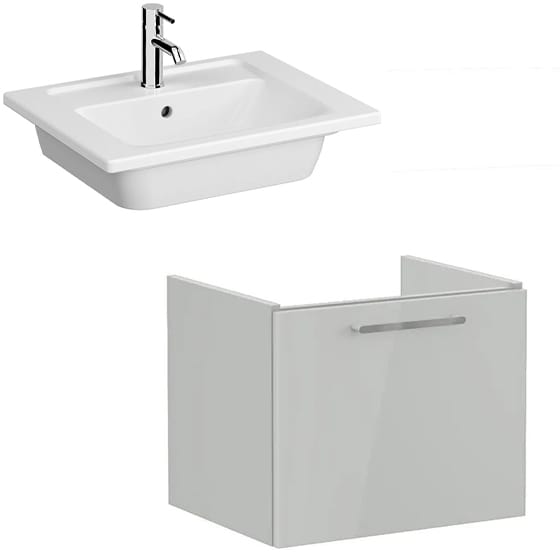 Image of VitrA: Root Flat Wall-hung Vanity Unit with One Drawer and Basin (600mm)