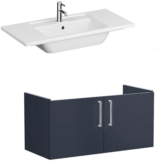 Image of VitrA: Root Flat Wall-hung Vanity Unit with Doors and Basin (1000mm)