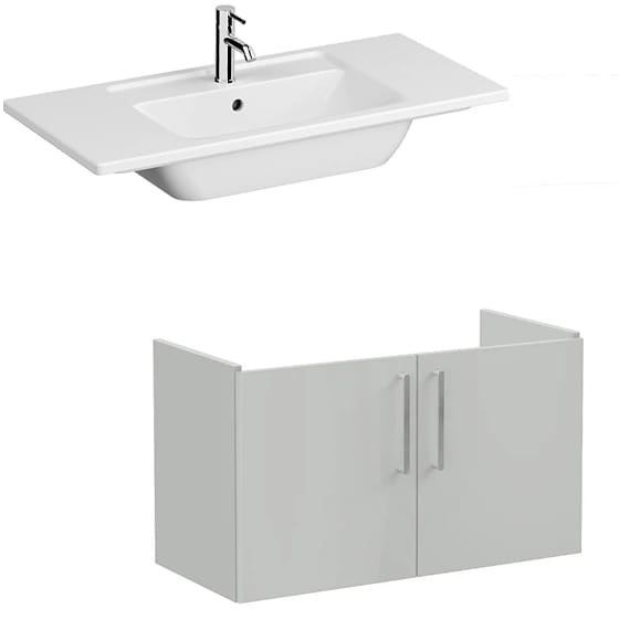 Image of VitrA: Root Flat Wall-hung Vanity Unit with Doors and Basin (1000mm)