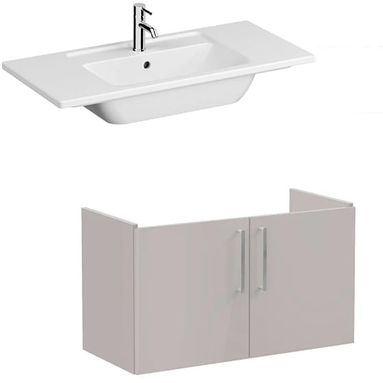 Image of VitrA: Root Flat Wall-hung Vanity Unit with Doors and Basin (1000mm)