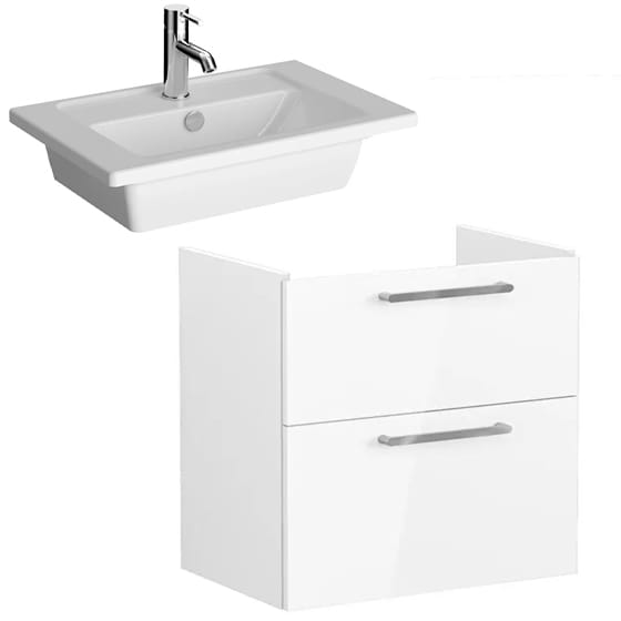 Image of VitrA: Root Flat Wall-hung Vanity Unit with Two Drawers (600mm)