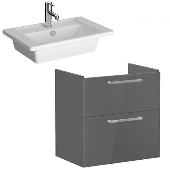 Image of VitrA: Root Flat Wall-hung Vanity Unit with Two Drawers (600mm)