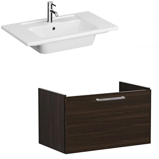 Image of VitrA: Root Flat Wall-hung Vanity Unit with One Drawer and Basin (800mm)