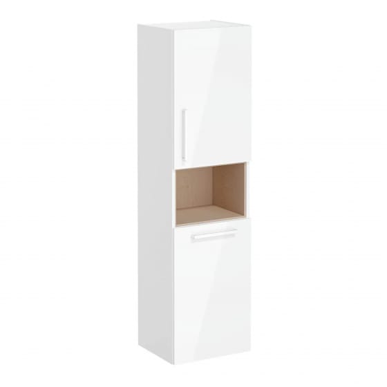 Image of VitrA: Root Flat Wall-hung Tall Cabinet Unit with Doors and Laundry Basket (400mm)