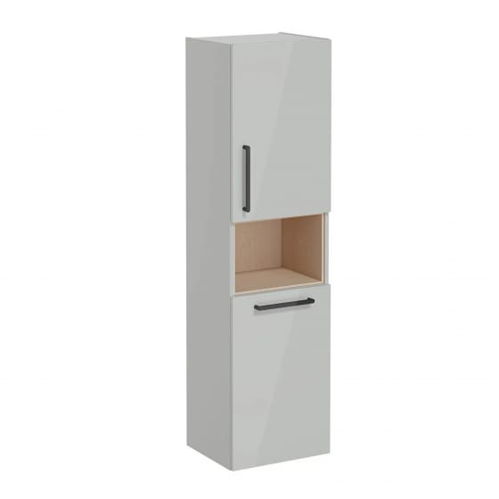 Image of VitrA: Root Flat Wall-hung Tall Cabinet Unit with Doors and Laundry Basket (400mm)