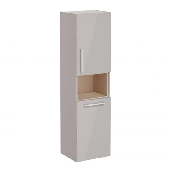 Image of VitrA: Root Flat Wall-hung Tall Cabinet Unit with Doors and Laundry Basket (400mm)