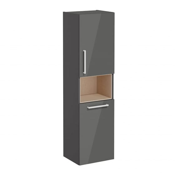 Image of VitrA: Root Flat Wall-hung Tall Cabinet Unit with Doors and Laundry Basket (400mm)