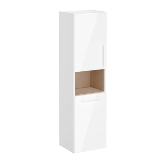 Image of VitrA: Root Flat Wall-hung Tall Cabinet Unit with Doors and Laundry Basket (400mm)