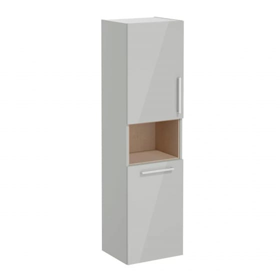 Image of VitrA: Root Flat Wall-hung Tall Cabinet Unit with Doors and Laundry Basket (400mm)